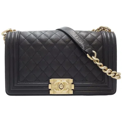 Pre-owned Chanel Black Caviar Leather Shoulder Bag ()