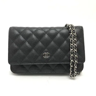 Pre-owned Chanel Black Caviar Leather Shoulder Bag ()