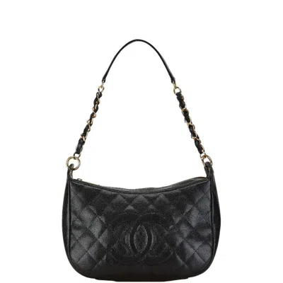 Pre-owned Chanel Black Caviar Leather Shoulder Bag ()