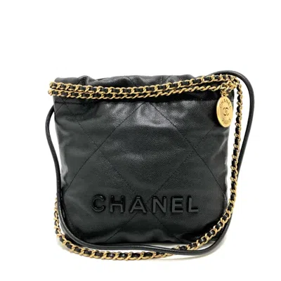 Pre-owned Chanel Black Caviar Leather Shoulder Bag ()