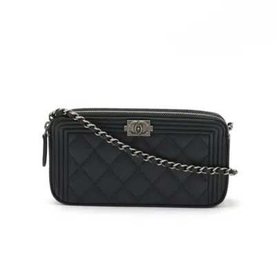 Pre-owned Chanel Black Caviar Leather Shoulder Bag ()