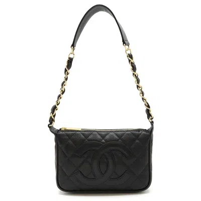 Pre-owned Chanel Black Caviar Leather Shoulder Bag ()