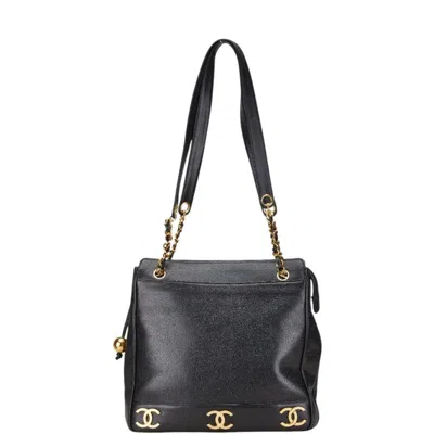 Pre-owned Chanel Black Caviar Leather Shoulder Bag ()