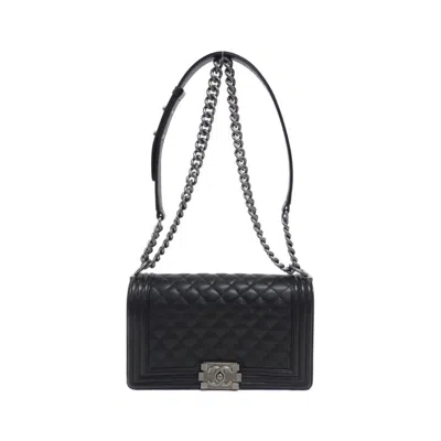 Pre-owned Chanel Black Caviar Leather Shoulder Bag ()