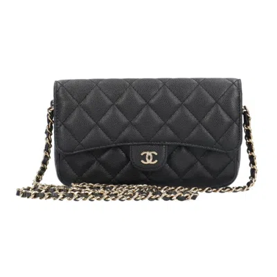 Pre-owned Chanel Black Caviar Leather Shoulder Bag ()