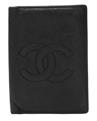 Pre-owned Chanel Black Caviar Leather Timeless Cc Card Holder Wallet (authentic Pre-loved)
