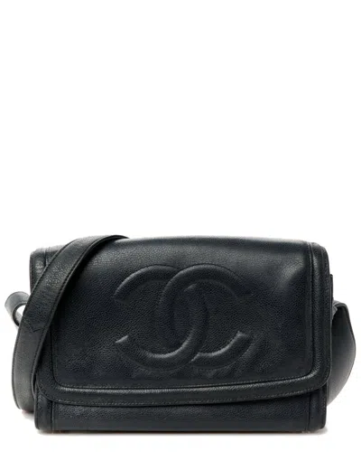 Pre-owned Chanel Black Caviar Leather Timeless Messenger Flap Bag (authentic Pre-loved)