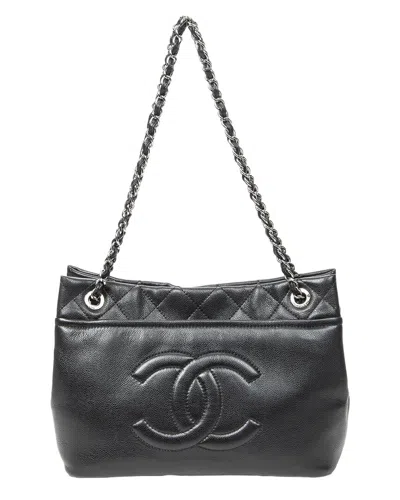 Pre-owned Chanel Black Caviar Leather Timeless Soft Chain Tote (authentic Pre-loved)