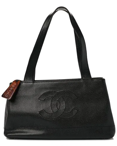 Pre-owned Chanel Black Caviar Leather Tote Bag (authentic Pre-loved)