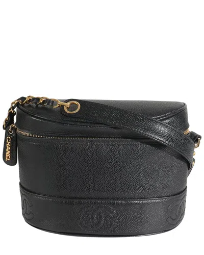 Pre-owned Chanel Black Caviar Leather Triple Cc Crossbody Handbag (authentic Pre-loved)
