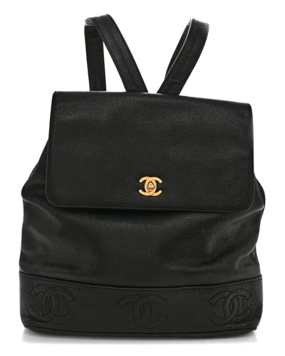 Pre-owned Chanel Black Caviar Leather Triple Cc Turnlock Backpack (authentic Pre-loved)