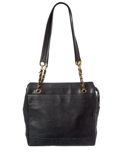 Pre-owned Chanel Black Caviar Leather Triple Cc Zip Tote (authentic Pre-loved)