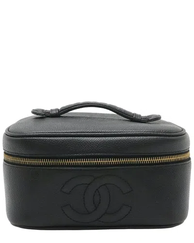 Pre-owned Chanel Black Caviar Leather Vanity Bag Cosmetic Pouch (authentic Pre-loved)