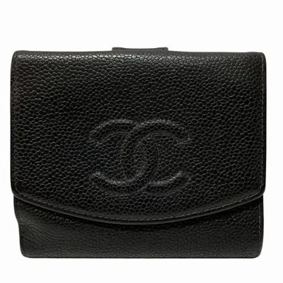 Pre-owned Chanel Black Caviar Leather Wallet (bi-fold) ()