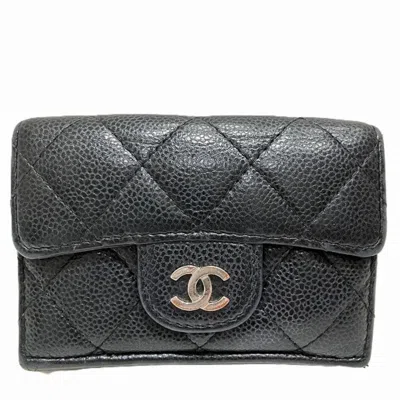 Pre-owned Chanel Black Caviar Leather Wallet (tri-fold) ()