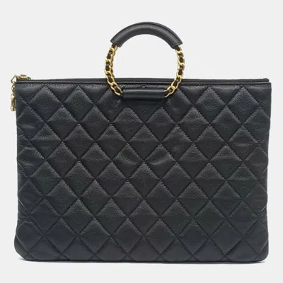 Pre-owned Chanel Black Caviar Loop Clutch