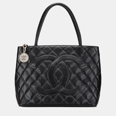 Pre-owned Chanel Black Caviar Medallion Tote