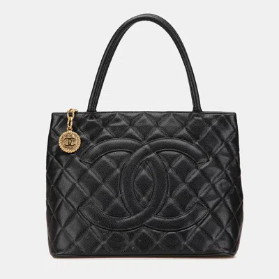 Pre-owned Chanel Black Caviar Medallion Tote