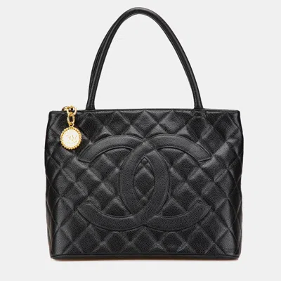 Pre-owned Chanel Black Caviar Medallion Tote
