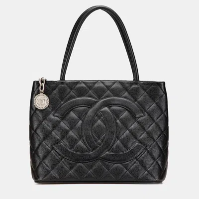 Pre-owned Chanel Black Caviar Medallion Tote