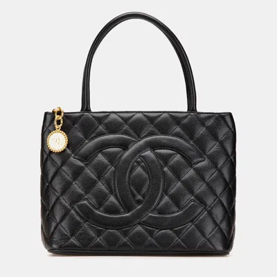 Pre-owned Chanel Black Caviar Medallion Tote