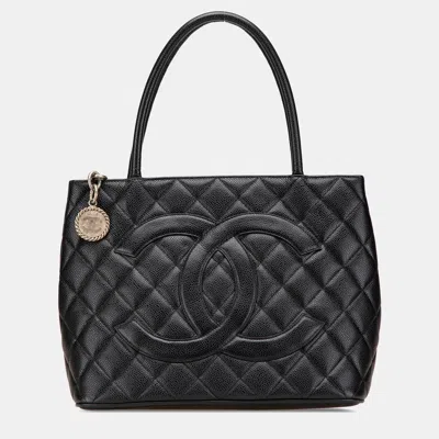 Pre-owned Chanel Black Caviar Medallion Tote