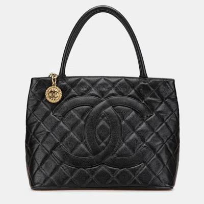 Pre-owned Chanel Black Caviar Medallion Tote
