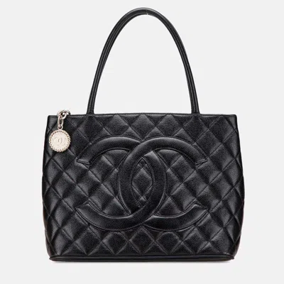 Pre-owned Chanel Black Caviar Medallion Tote