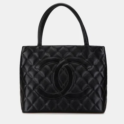 Pre-owned Chanel Black Caviar Medallion Tote