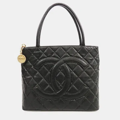 Pre-owned Chanel Black Caviar Medallion Tote