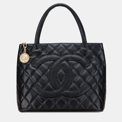 Pre-owned Chanel Black Caviar Medallion Tote