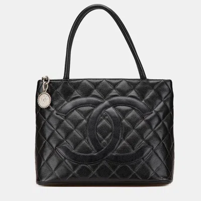 Pre-owned Chanel Black Caviar Medallion Tote