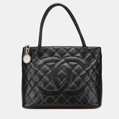 Pre-owned Chanel Black Caviar Medallion Tote