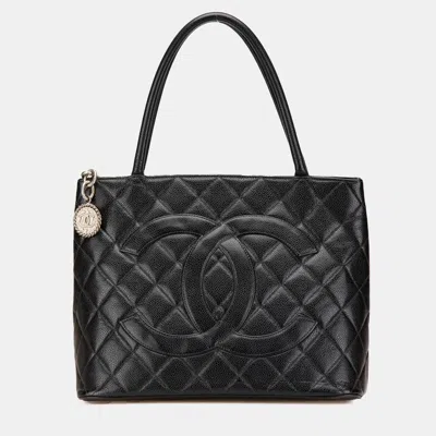 Pre-owned Chanel Black Caviar Medallion Tote