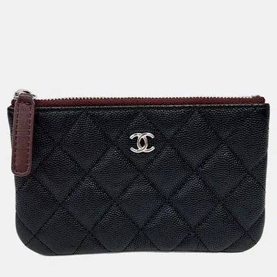 Pre-owned Chanel Black Caviar Mini Pouch