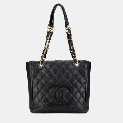 Pre-owned Chanel Black Caviar Petite Shopping Tote