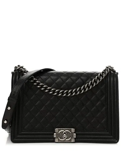 Pre-owned Chanel Black Caviar Quilted Leather New Medium Boy Flap (authentic Pre-loved)