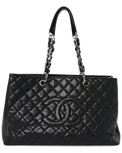 Pre-owned Chanel Black Caviar Quilted Leather Xl Grand Shopping Tote Gst (authentic Pre-  Loved)