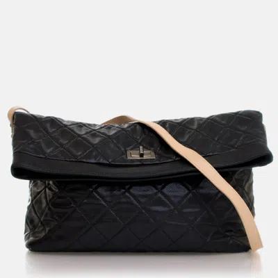 Pre-owned Chanel Black Caviar Reissue Messenger Flap Bag