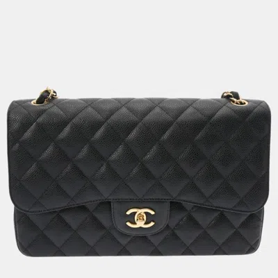 Pre-owned Chanel Black Caviar Skin Matelasse Chain Shoulder Bag 30cm