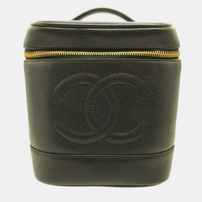 Pre-owned Chanel Black Caviar Skin Vertical Vanity Bag