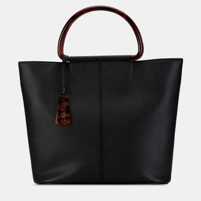 Pre-owned Chanel Black Caviar Tortoise Top Handle Tote