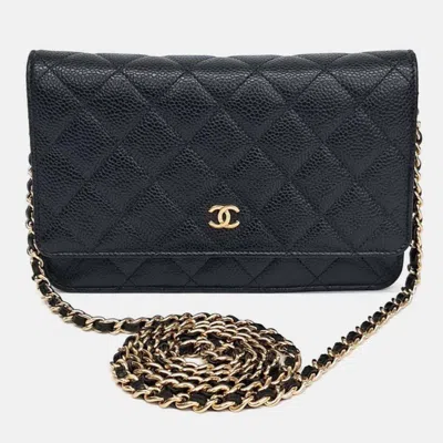 Pre-owned Chanel Black Caviar Woc Mini Crossbody Bag