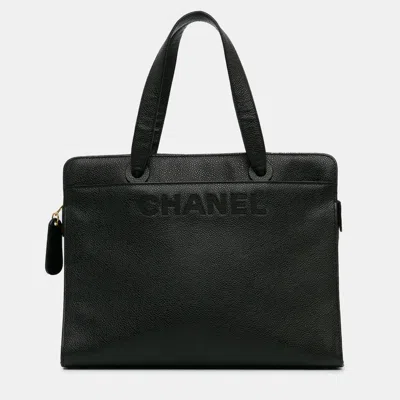 Pre-owned Chanel Black Cc Caviar Leather Tote