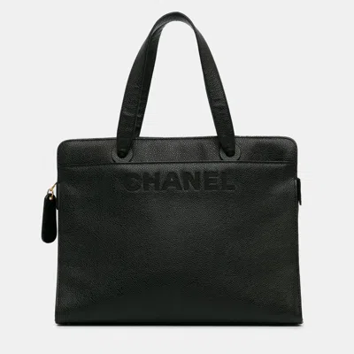 Pre-owned Chanel Black Cc Caviar Leather Tote