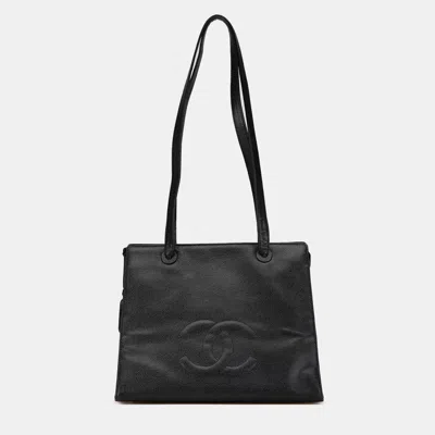 Pre-owned Chanel Black Cc Caviar Leather Tote