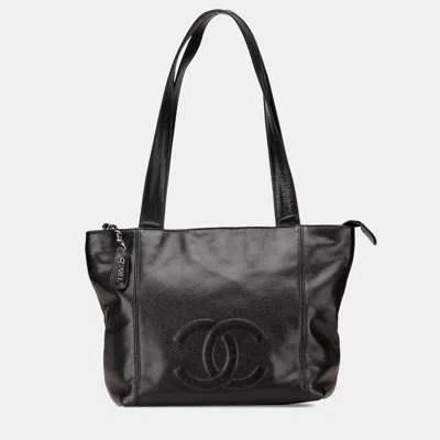 Pre-owned Chanel Black Cc Caviar Tote Bag