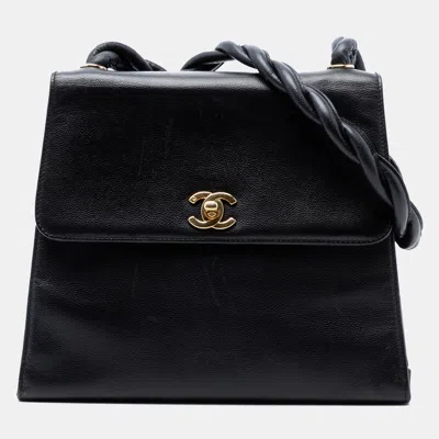 Pre-owned Chanel Black Cc Caviar Twisted Strap Shoulder Bag