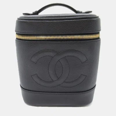 Pre-owned Chanel Black Cc Caviar Vanity Bag