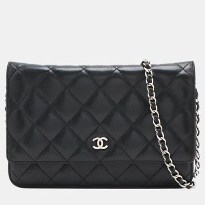Pre-owned Chanel Black Cc Caviar Wallet On Chain